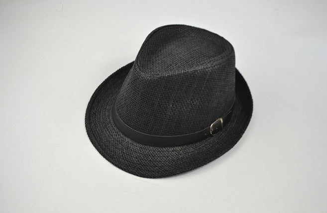 Black fedora hat on a white background