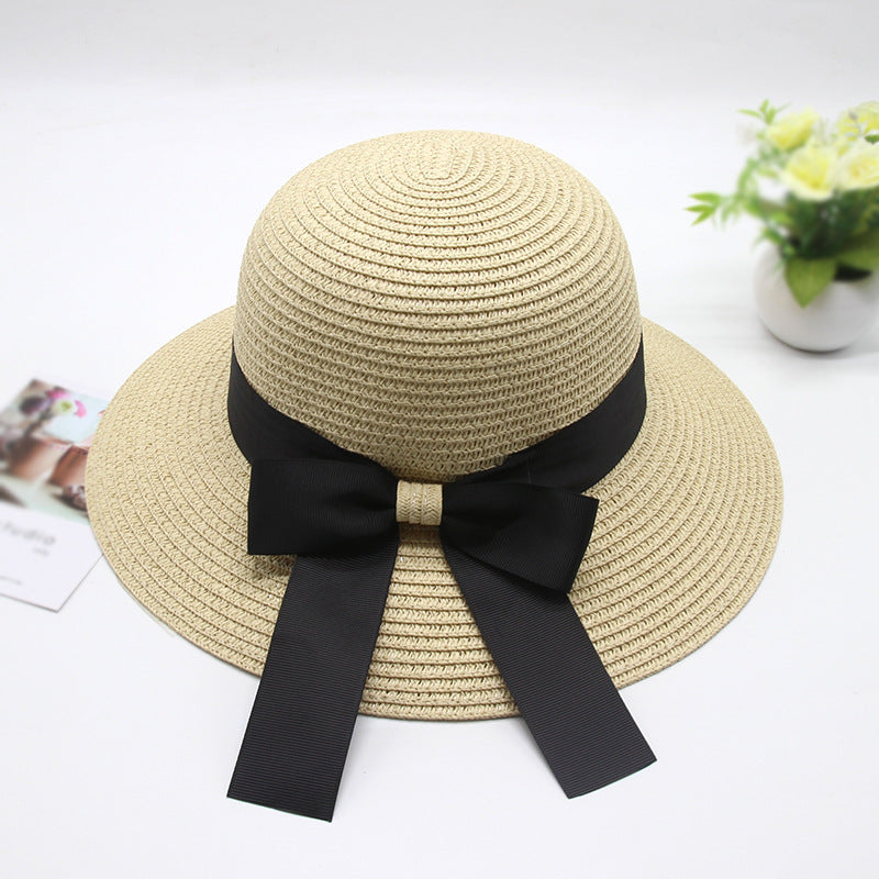 🌞 Elegant Summer Straw Hat with Bow | UV Wide Brim - AccessoriesLifes