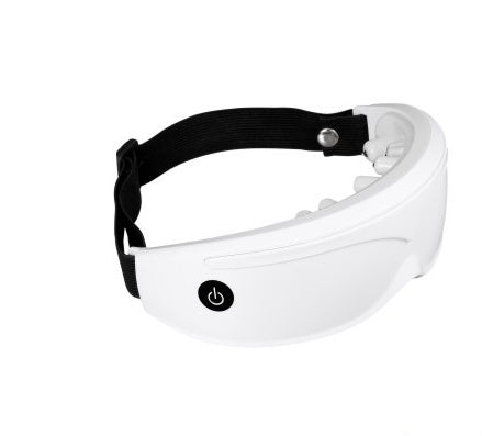 White eye mask with black strap on a white background