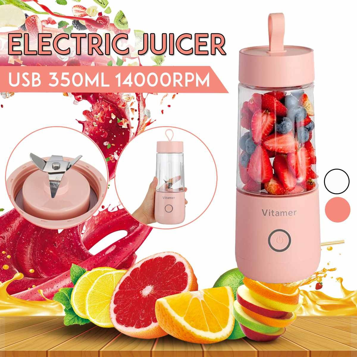 350ml Portable Blender – USB Rechargeable Smoothie Maker (14,000 RPM)