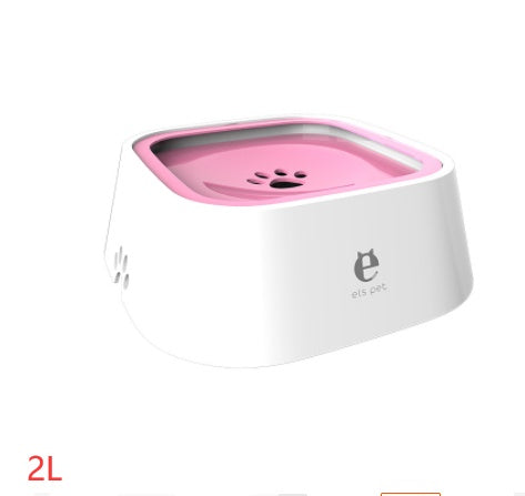 White and pink pet water bowl with 'easypet' branding on a white background