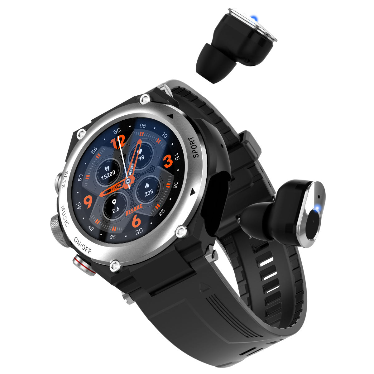 3-in-1 Smart Watch with Bluetooth Earbuds & Health Monitoring – Waterproof Sports Design - AccessoriesLifes