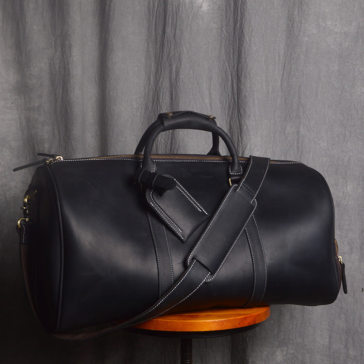 Vintage Crazy Horse Leather Travel Duffle Bag – Handmade Luxury Weekender for Men"