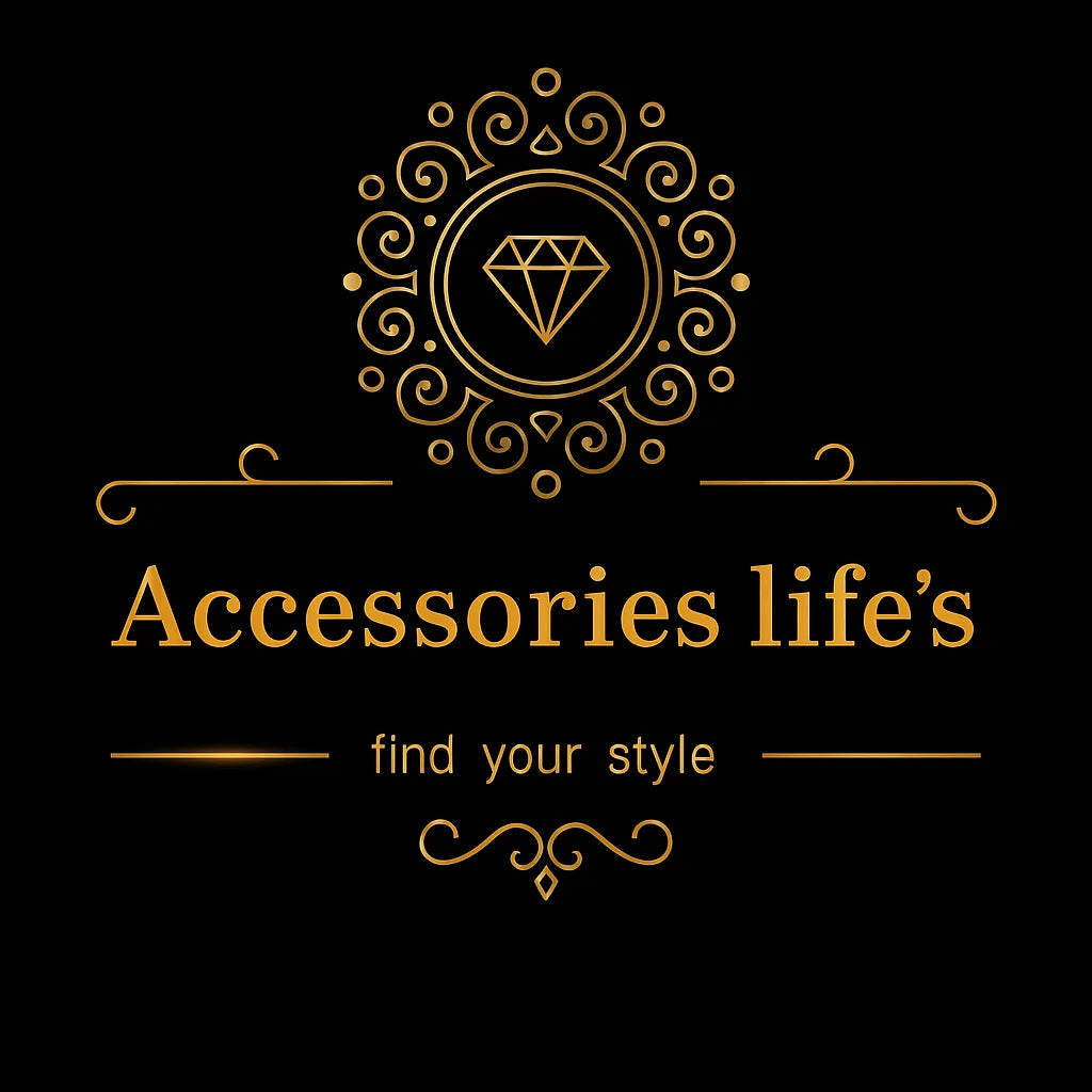 AccessoriesLifes official gold logo with diamond symbol on black background – luxury fashion and lifestyle brand
