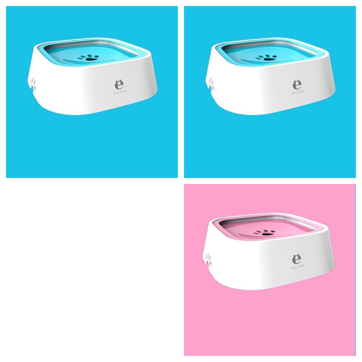 Pet water fountain on a blue and pink background