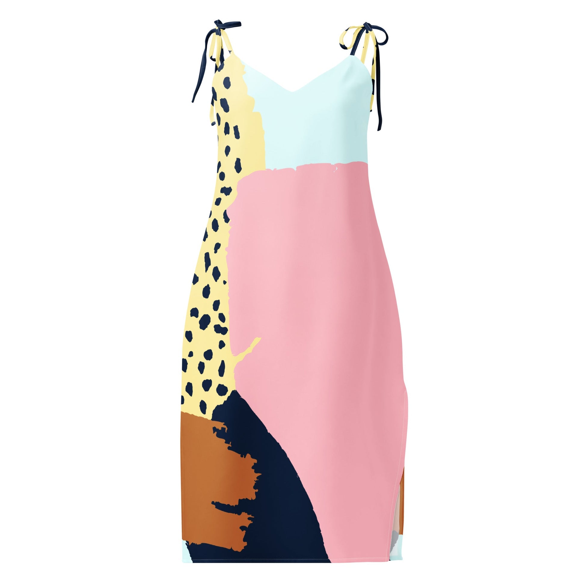 Flowy Tie - Strap Midi Dress with Built - in Bra - Dresses - AccessoriesLifes