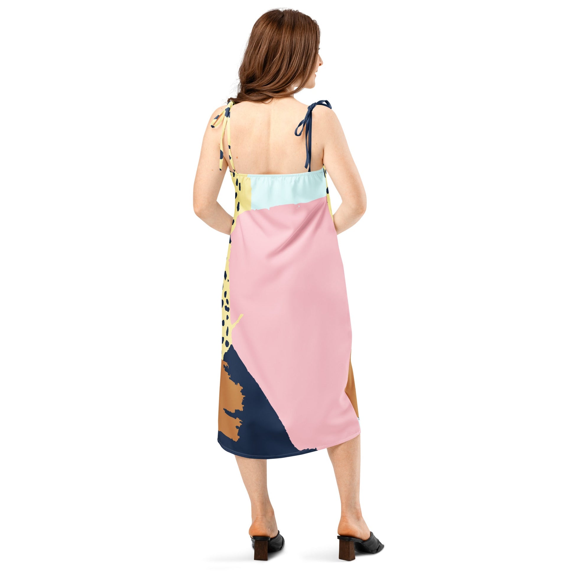 Flowy Tie - Strap Midi Dress with Built - in Bra - Dresses - AccessoriesLifes