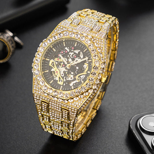 Full Diamond Hip Hop Party Automatic Hollowing Mechanical Watch - Jewelry & Watches - AccessoriesLifes