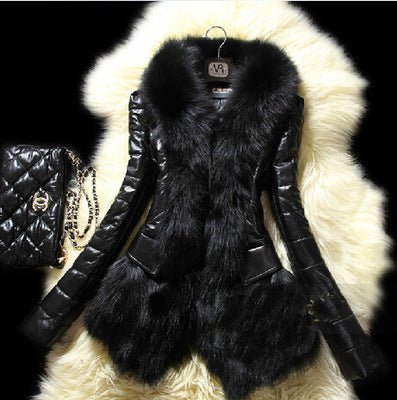 Luxe Faux Fur Collar Leather Jacket – Women's Oversized PU Coat - Activewear - AccessoriesLifes