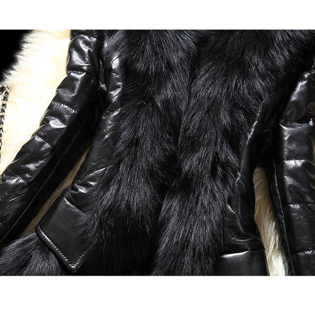Luxe Faux Fur Collar Leather Jacket – Women's Oversized PU Coat - Activewear - AccessoriesLifes
