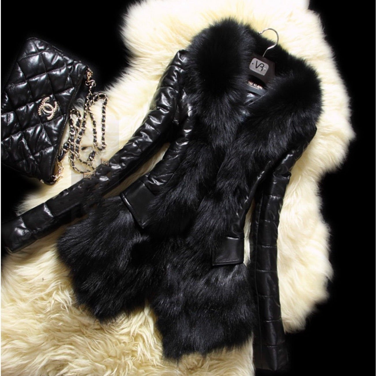 Luxe Faux Fur Collar Leather Jacket – Women's Oversized PU Coat - Activewear - AccessoriesLifes