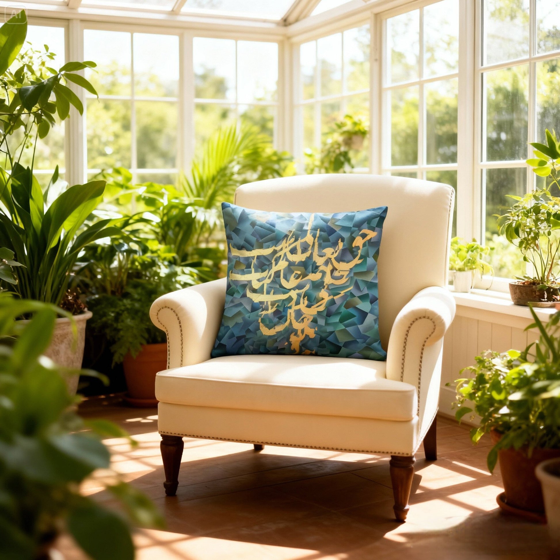 Luxury Art Pillow – Persian Calligraphy Hand - Painted Design | Decorative Cushion - Home Decor - AccessoriesLifes