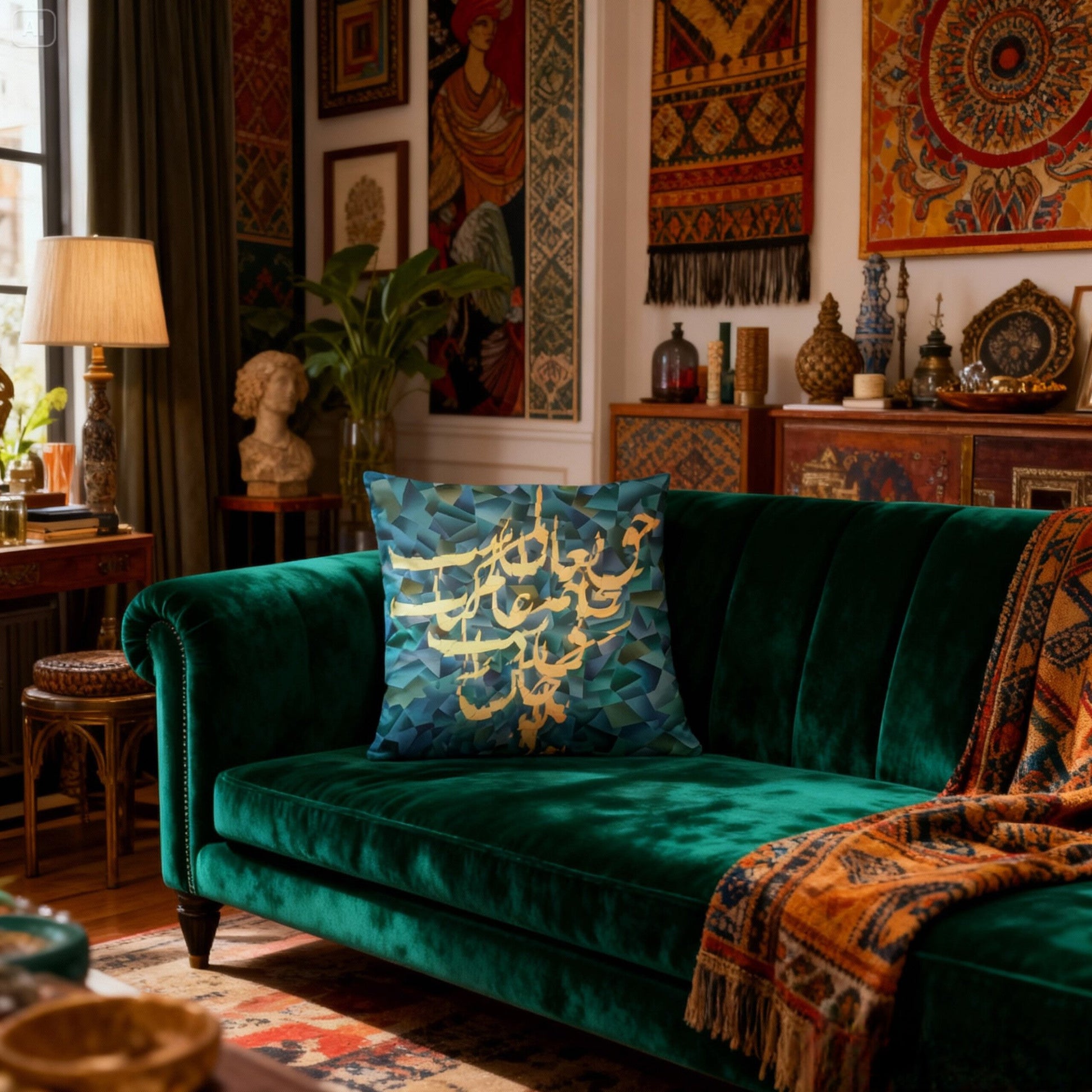 Luxury Art Pillow – Persian Calligraphy Hand - Painted Design | Decorative Cushion - Home Decor - AccessoriesLifes