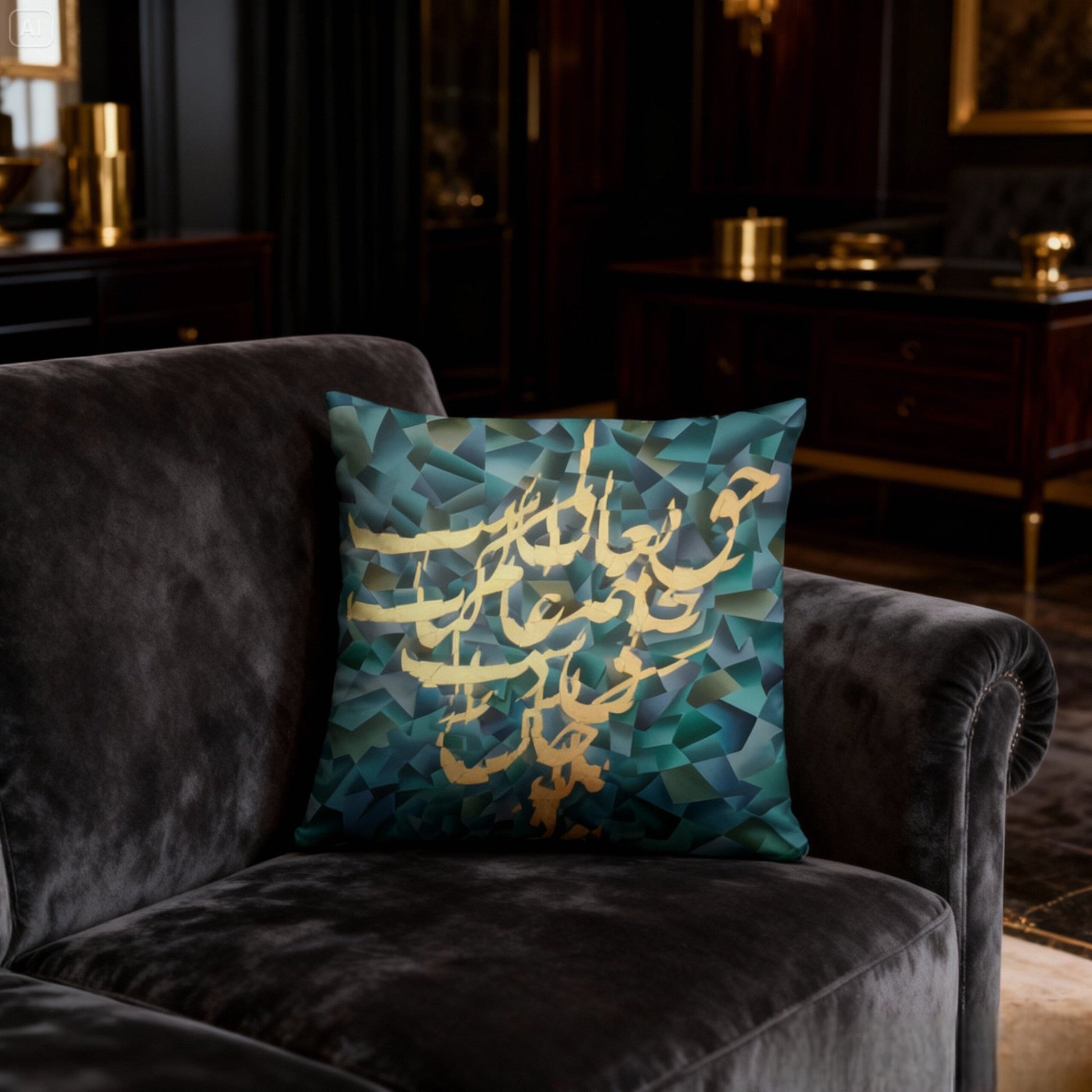 Luxury Art Pillow – Persian Calligraphy Hand - Painted Design | Decorative Cushion - Home Decor - AccessoriesLifes