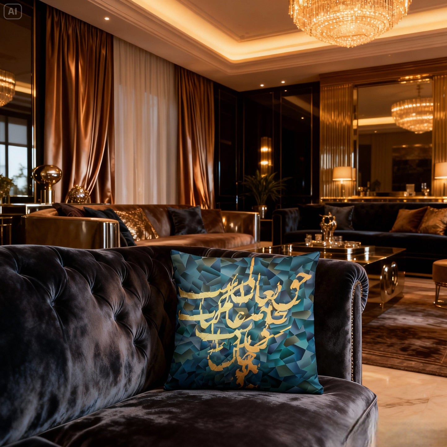 Luxury Art Pillow – Persian Calligraphy Hand - Painted Design | Decorative Cushion - Home Decor - AccessoriesLifes