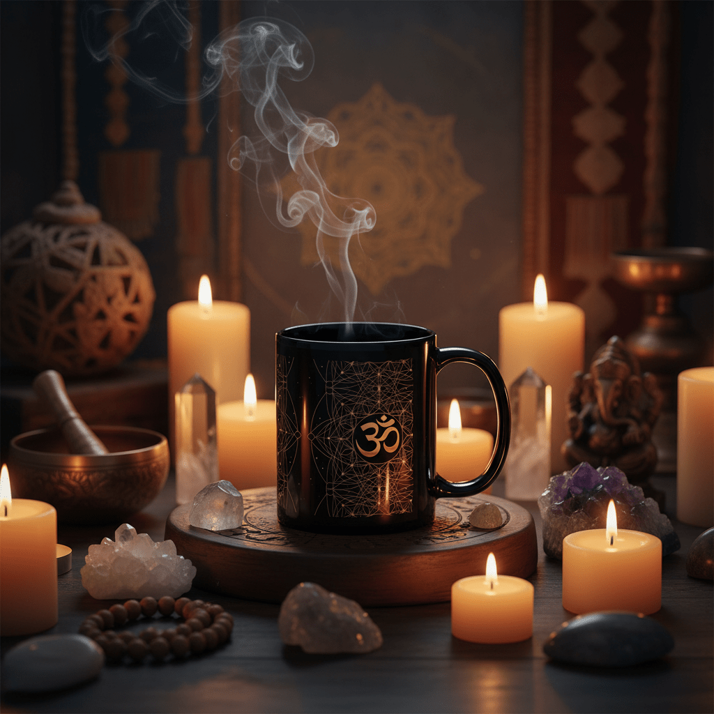 OM Sacred Geometry Mug - Black Glossy - Mugs - AccessoriesLifes