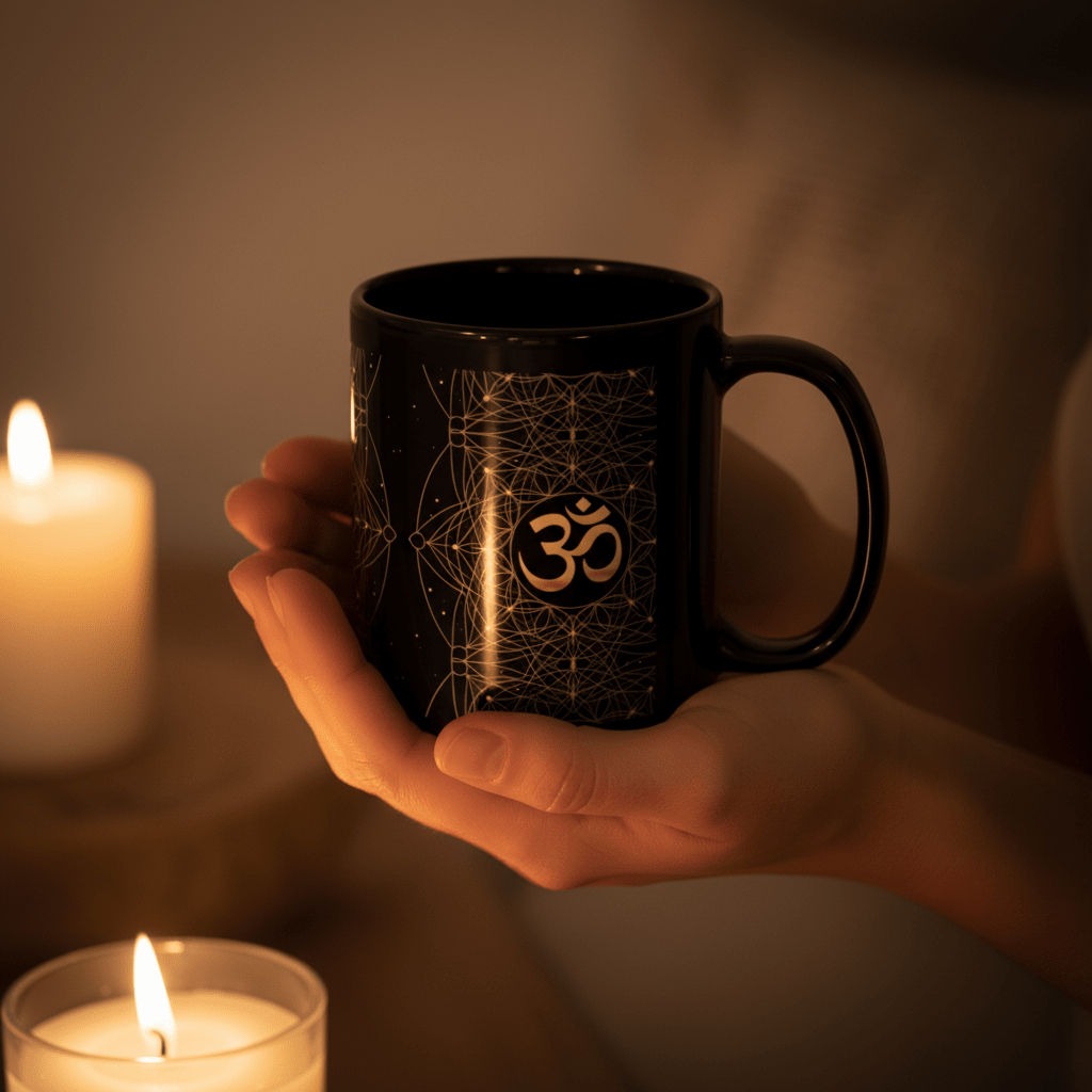 OM Sacred Geometry Mug - Black Glossy - Mugs - AccessoriesLifes