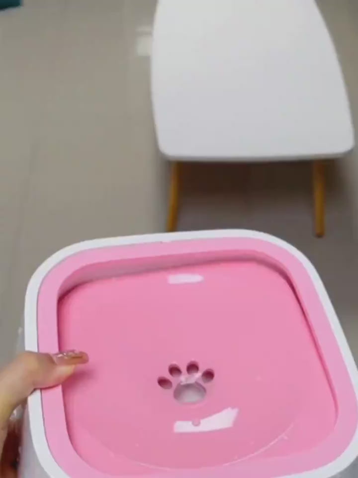 video2Top view of circulating pet water fountain on marble counter