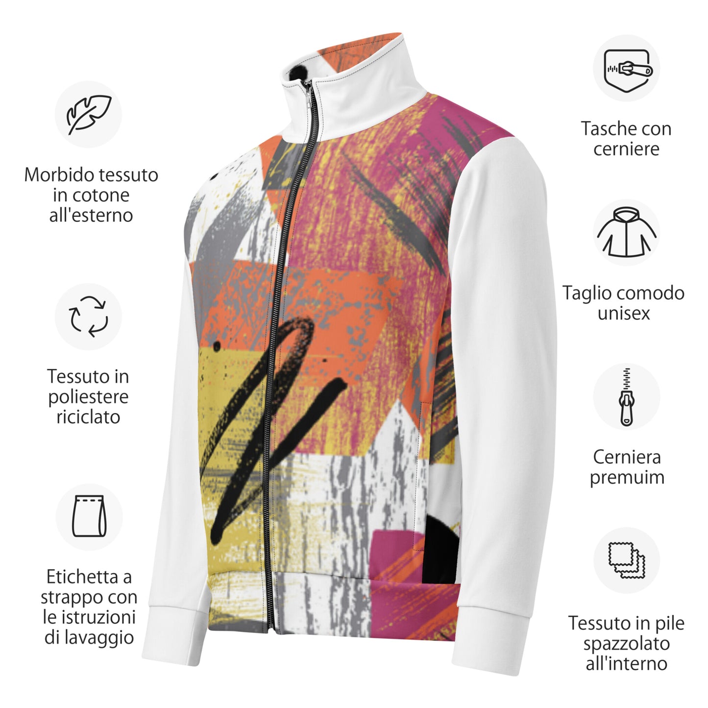 Eco-friendly track jacket - side angle view
