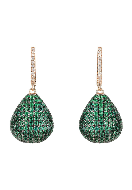 Valerie Luxe Green Pear Crystal Earrings - Jewelry & Accessories - Earrings - Drop Earrings - AccessoriesLifes