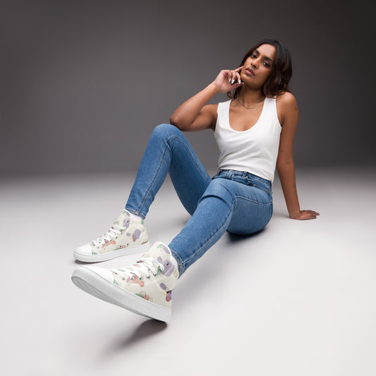 Women's pastel high top canvas shoes - front view white background

