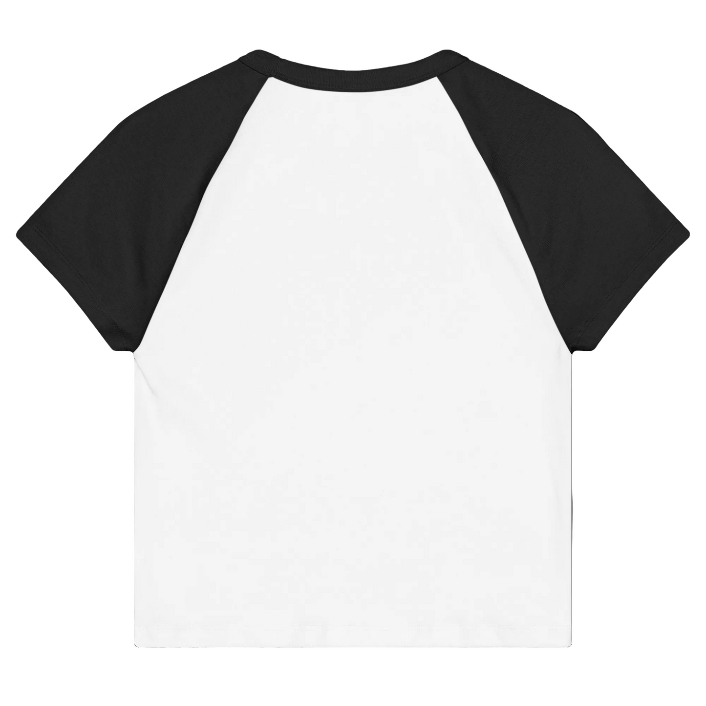 Women's raglan baby tee back view showing fitted silhouette
