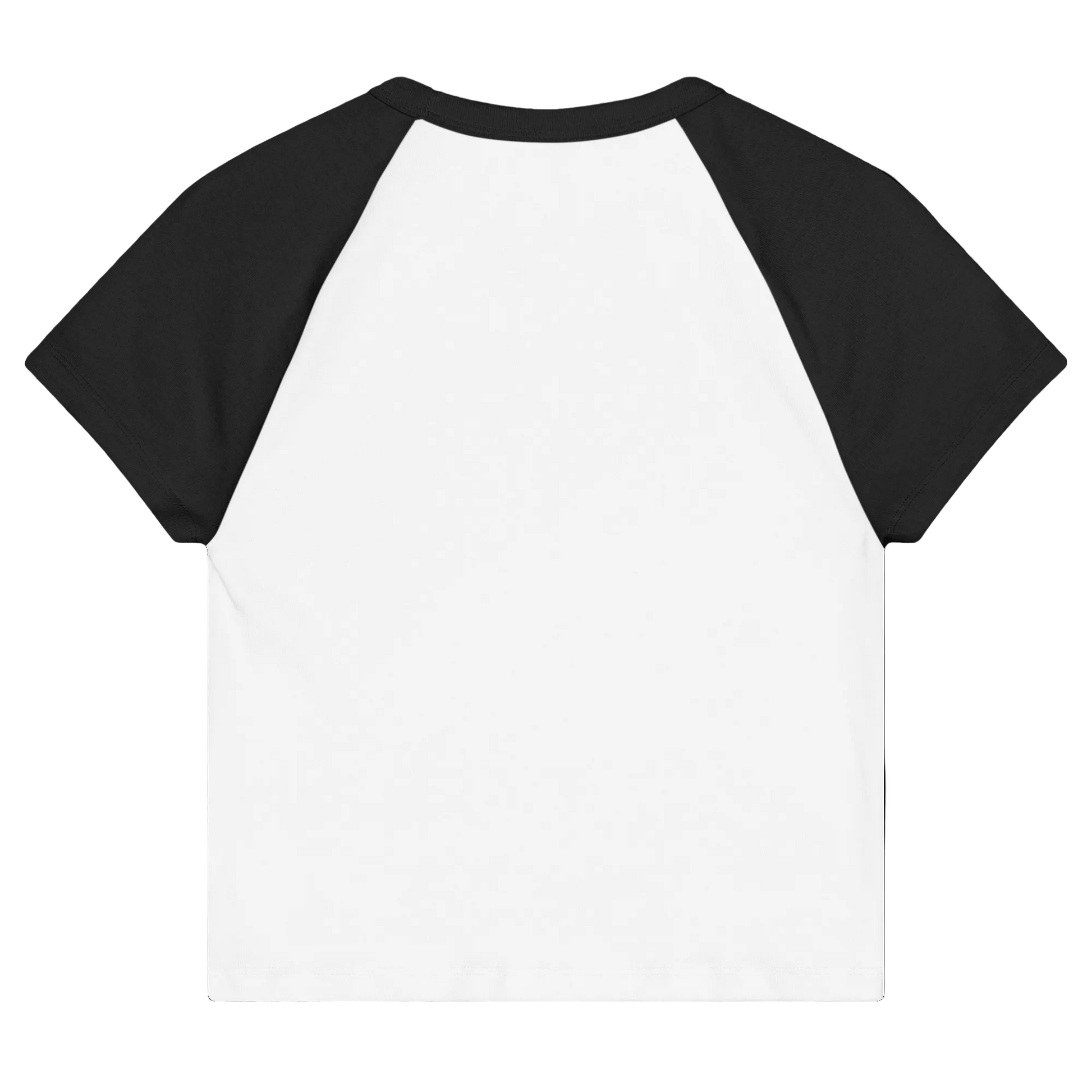 Women's raglan baby tee back view showing fitted silhouette
